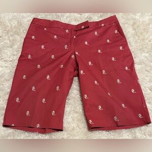 Talbots Women’s Size 8 Stylish Red With Seahorses Shorts EUC
